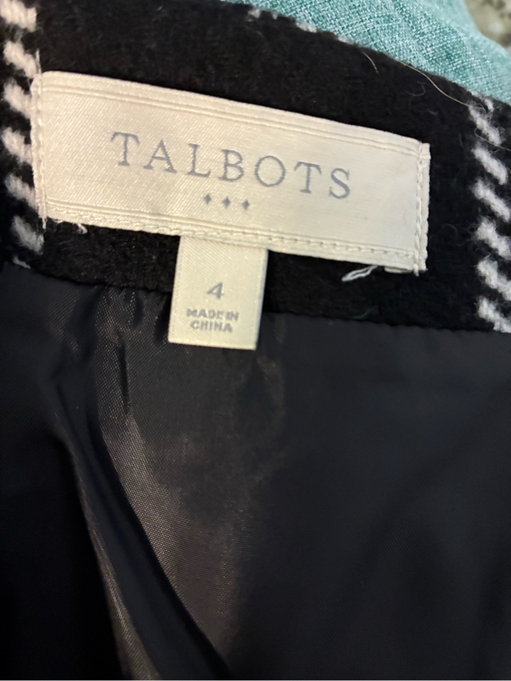 Talbots Black and White Plaid Pencil Skirt - Picture 2 of 4
